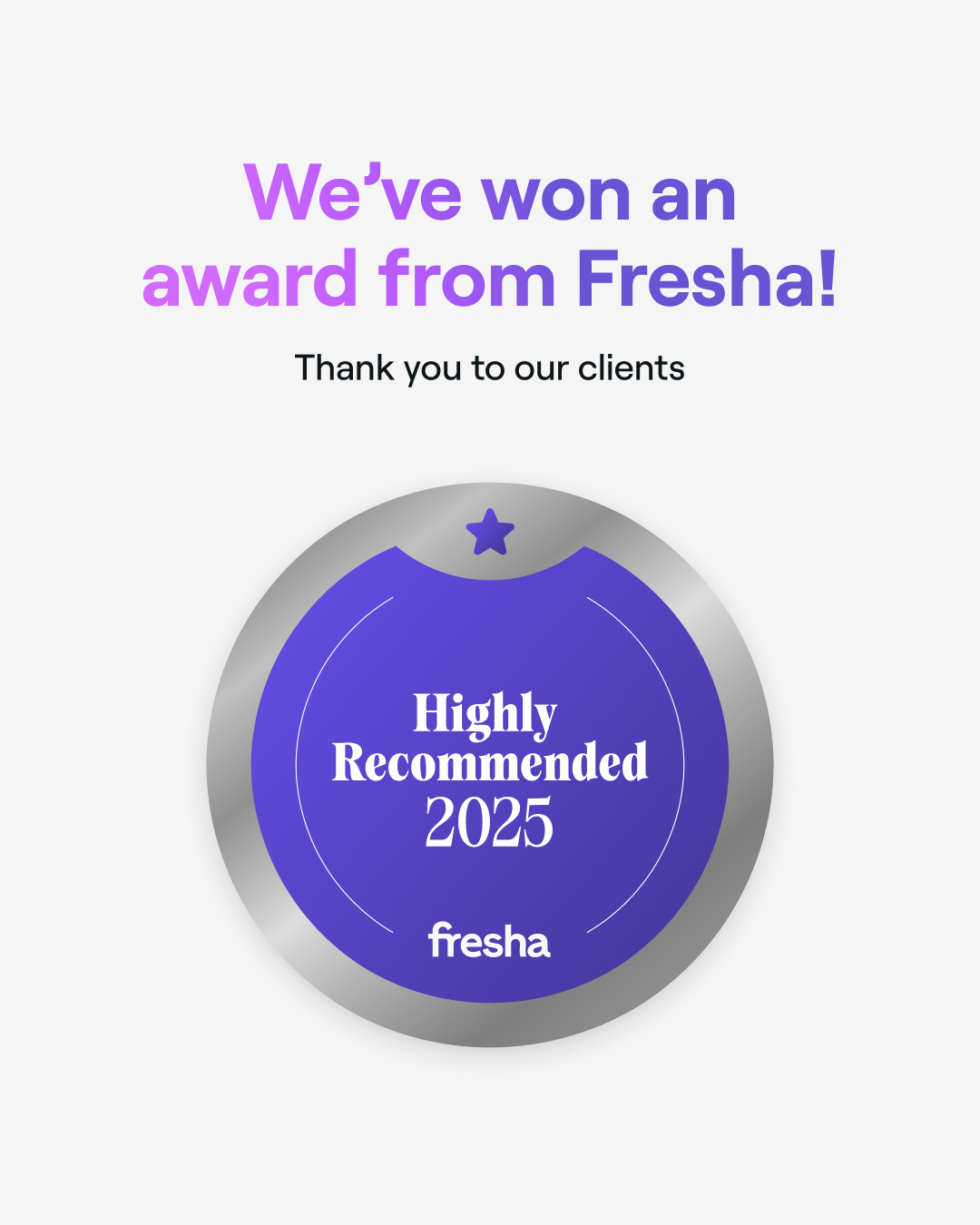 Fresha Highly Recommended 2025 award